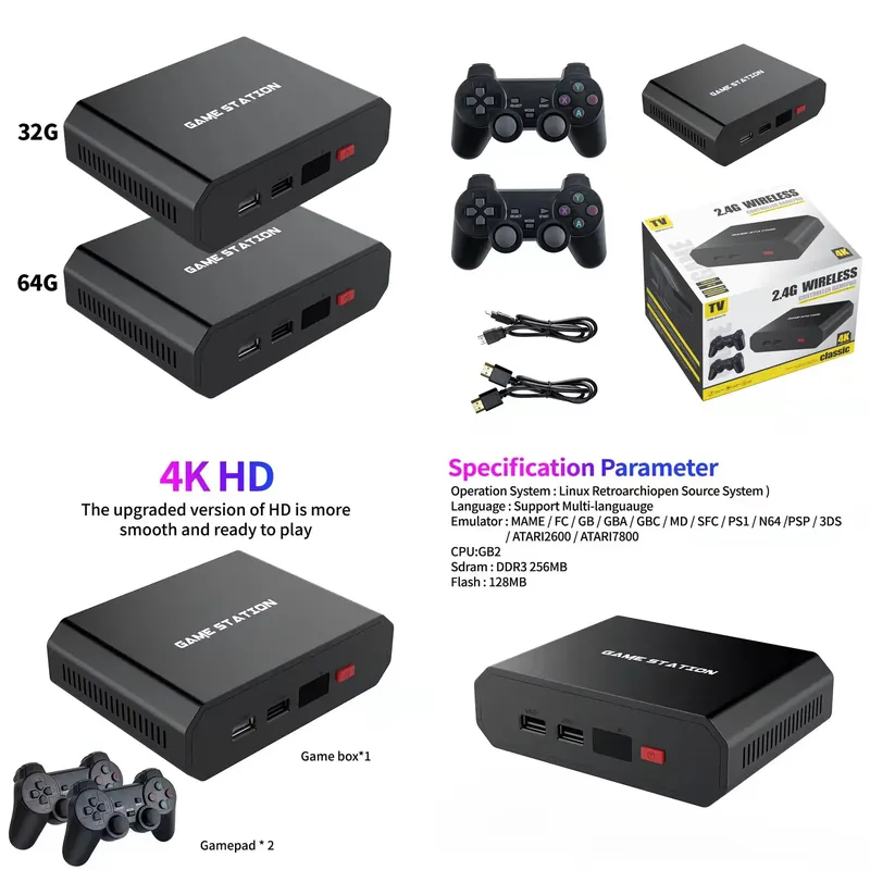 Gaming Console In - M8plus HD Videospielkonsole 2,4G Dual Wireless