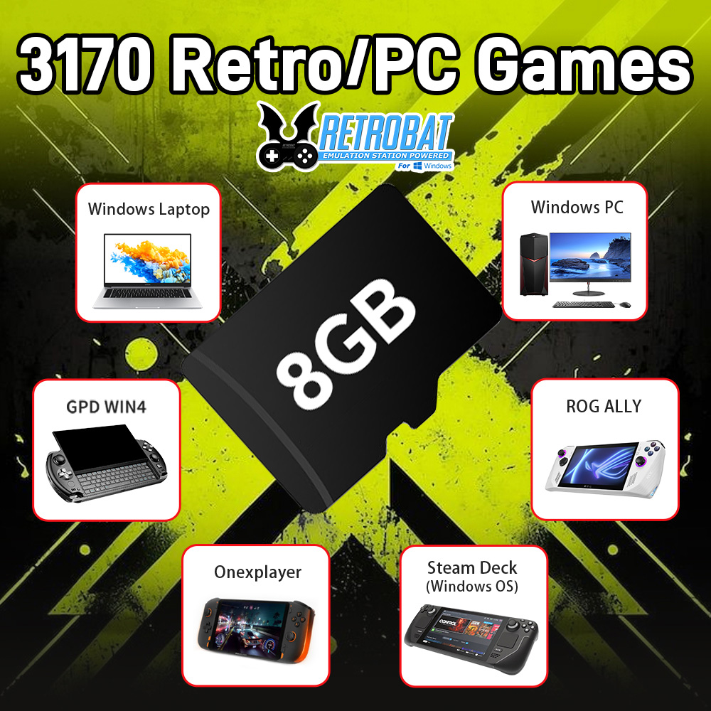 Gaming Console Latest - 8 GB Spiel-TF-Karte mit 3170 Retro/PC-Spielen