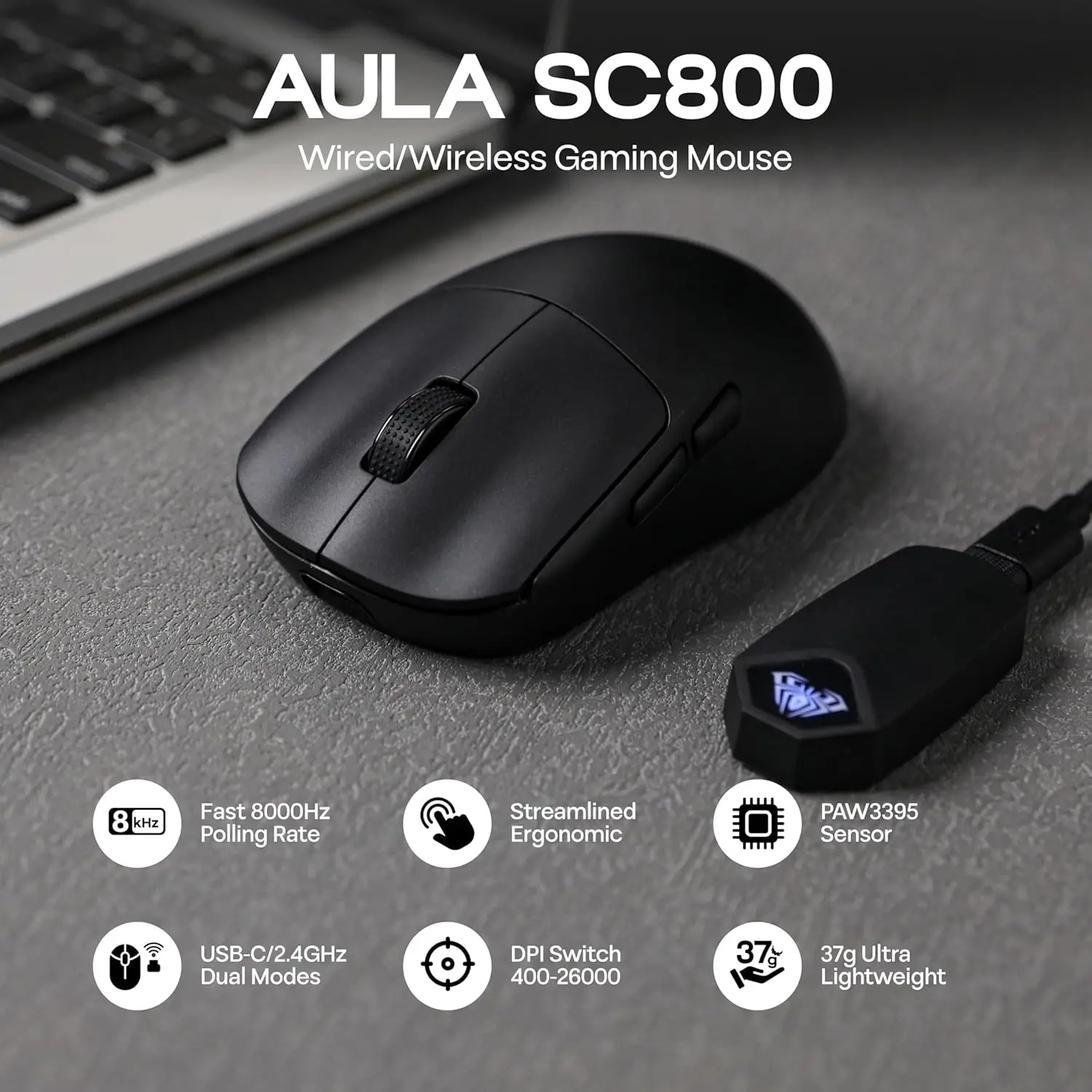 AULA SC800 Gaming-Maus, USB-C, – Gaming Console Buttons Bewertung und Preis